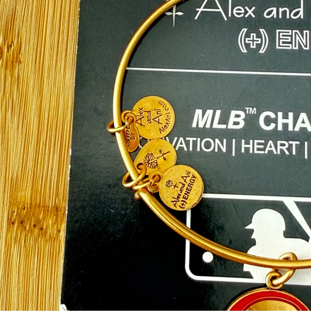 Alex and Ani Gold Bracelet with Red MLB Charm - Picture 2 of 8